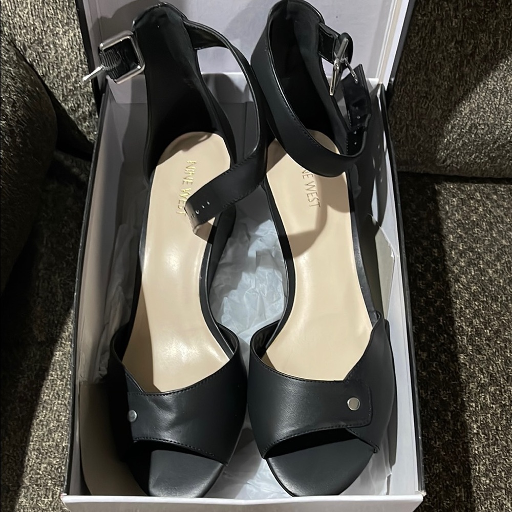 Nine West Black Open-Toe Heels